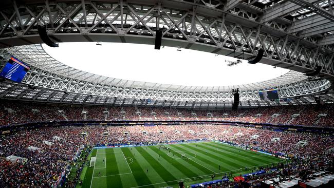 Inside the Luzhniki Stadium in Moscow ahead of the 2018 World Cup final. Photo: Getty Images