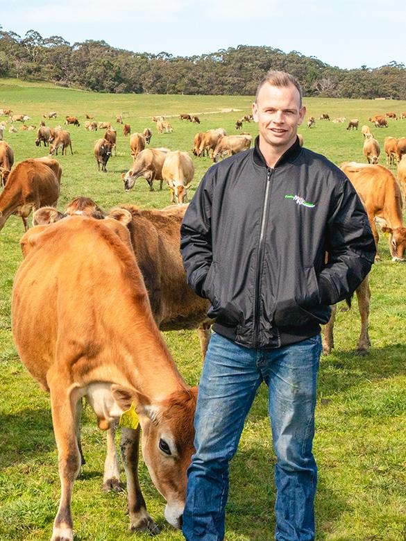 Third generation dairy farmer Nick Brokenshire is passionate about embracing sustainable farming practices. Fleurieu Milk Company/ Sally Badnall