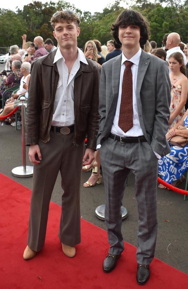 Kai Sorbello and Matthew McKenzie at the Pacific Lutheran College Formal held at the Sunshine Coast Turf Club on November 15, 2024. Picture: Sam Turner