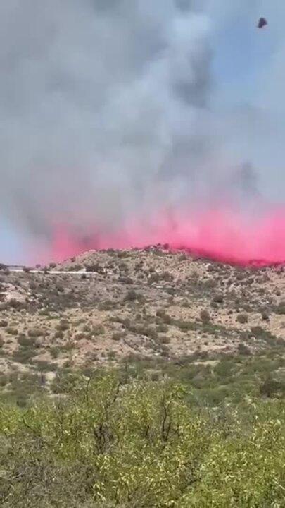 Plane Drops Retardant on Wildfire North of Tucson