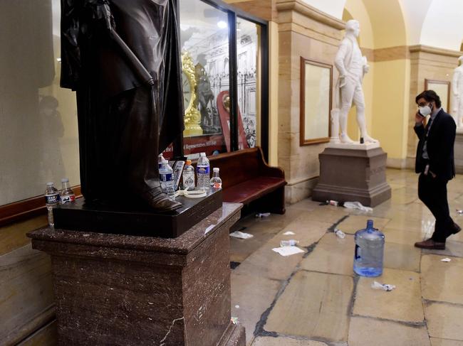 Damage is seen inside the US Capitol building. Picture: AFP