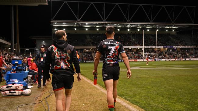 Ilias was pulled from the field against the Dragons in Round 15 2022, after the Rabbitohs suffered a shock defeat. Credit: NRL Images.