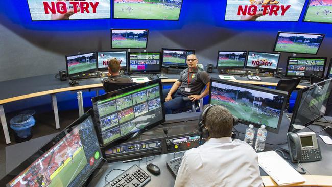 NRL referees bunker makes decisions on video referral.