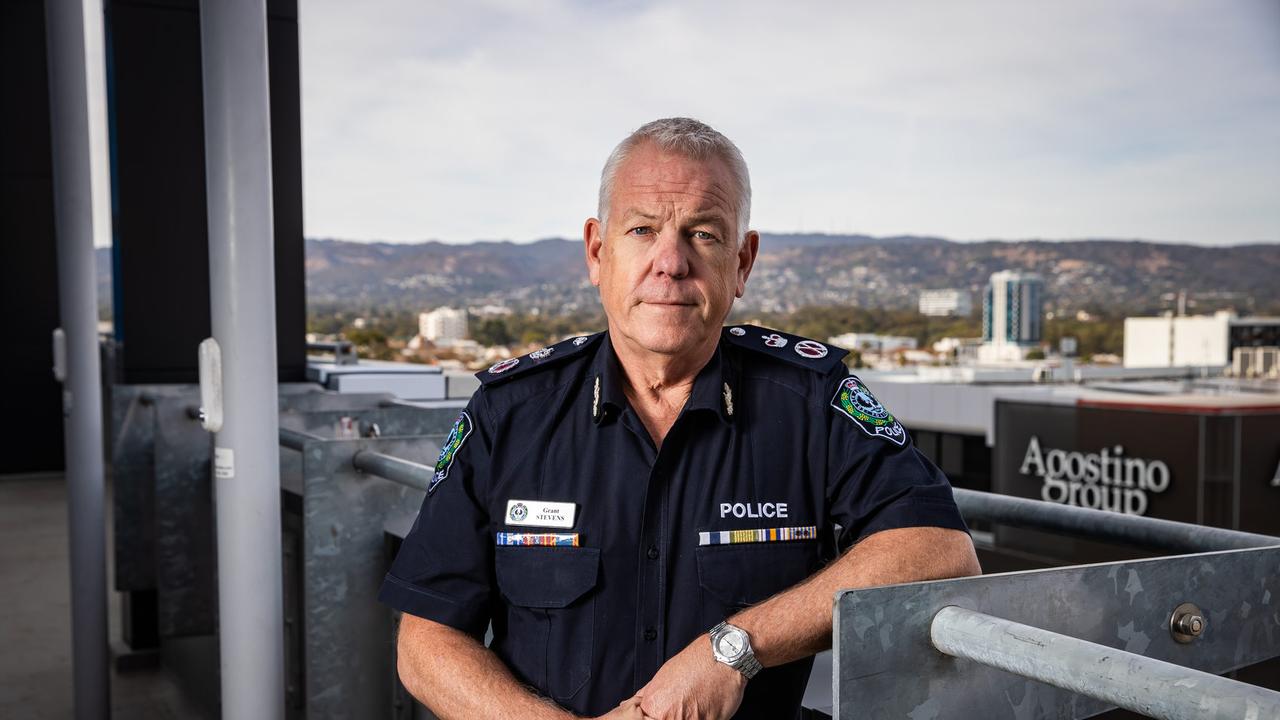 South Australia Police Commissioner Grant Stevens this month in his Angas St office. He has no intention of standing down from the top job. Picture: Tom Huntley