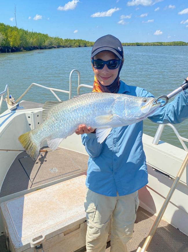 Issie Danby with his first ever barra.