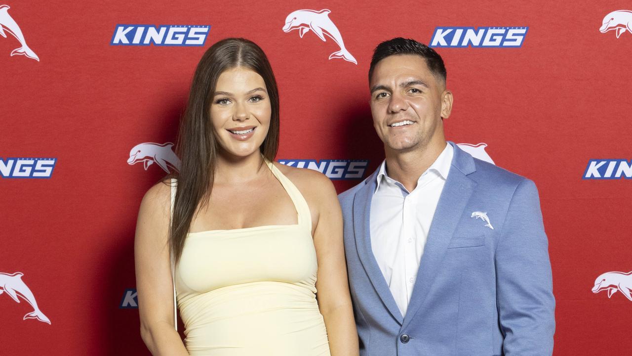 Kodi Nikorima’s wife Bree is one of several partners believed to be “filthy” the game is going ahead. Picture: Richard Walker