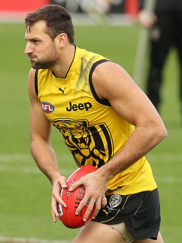 Toby Nankervis usually rucks solo. Picture: Michael Klein