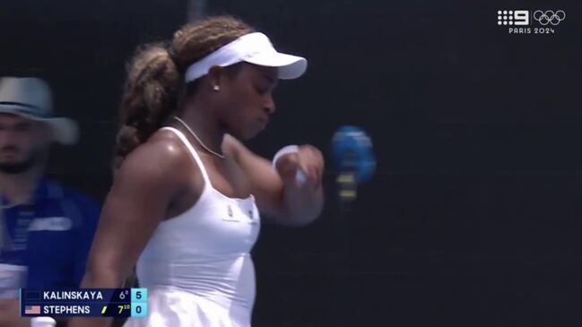 Sloane Stephens and her mid-match meal (Nine Sport)