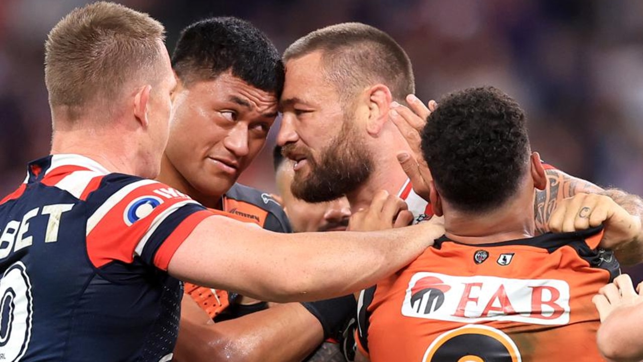 Jared Waerea-Hargreaves will miss three matches for this incident from Saturday’s win over the Wests Tigers. Picture: NRL Photos