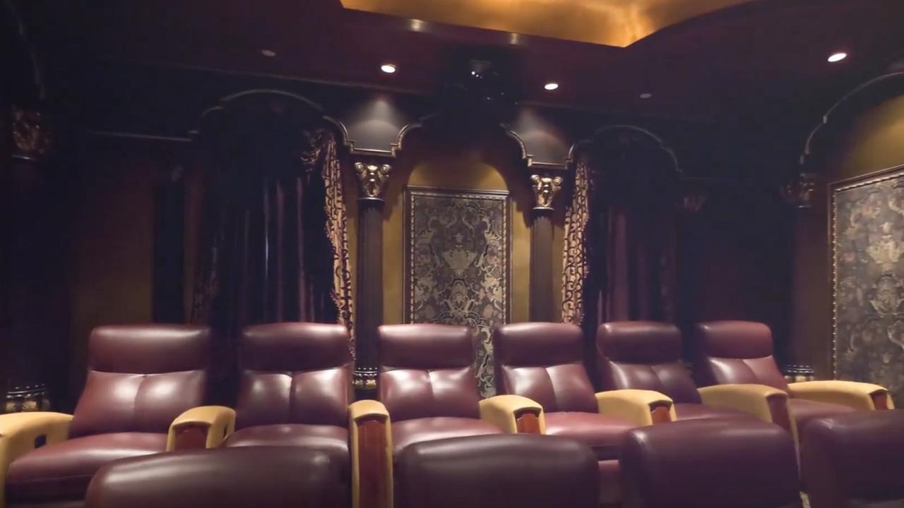 The 10-seater home theatre. Picture: Realtor.com