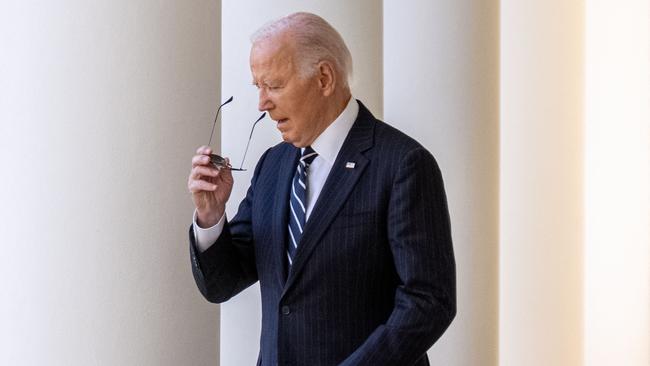 Joe Biden walks out of the Oval Office to the Rose Garden. Picture: AFP