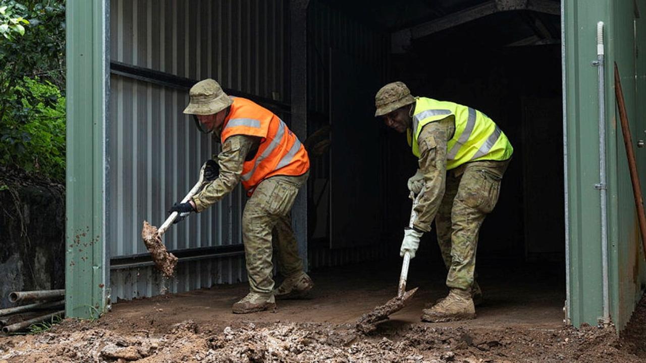 ADF soldiers embarking on a clean up at Bloomfield State School on January 13 were from 51 far North Qld Regiment, Cairns. Picture: Supplied