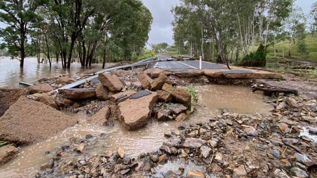 Burnett Hwy damaged by floods near Goomeri, picture by Georgia Beddows shared on Facebook