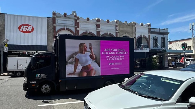 OnlyFans model and landscaper Shianne Foxx - aka the Bikini Tradie - has ruffled feathers in an elite North Shore Sydney suburb by hiring a mobile billboard to attract business. Picture: Reddit