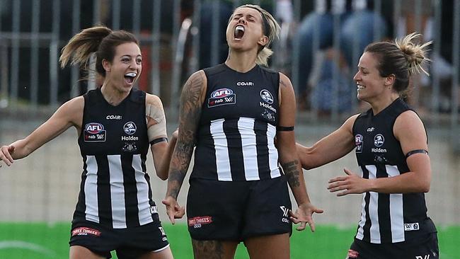 Moana Hope celebrates her first goal. Picture: Wayne Ludbey