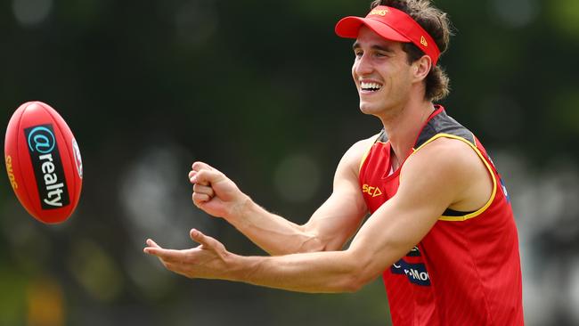 Ben King enjoys a Suns pre-season training session.