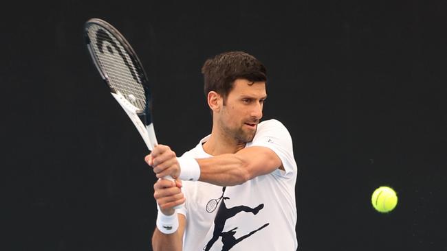 Novak Djokovic seen during a training session at Memorial Drive in Adelaide. NCA NewsWire / David Mariuz