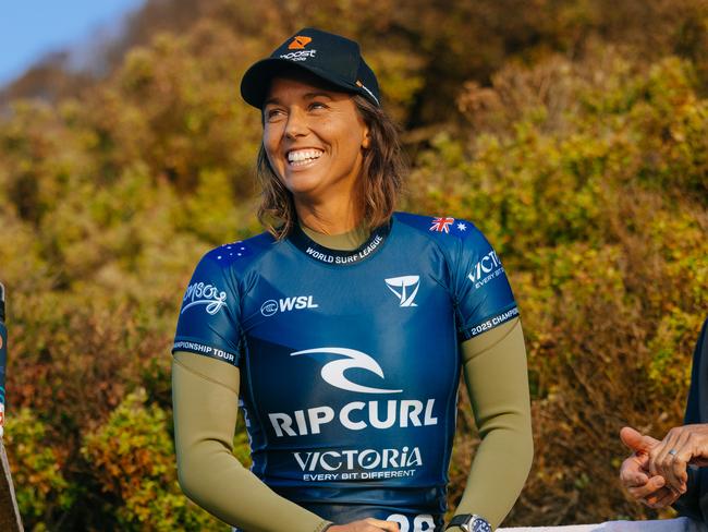BELLS BEACH, VICTORIA, AUSTRALIA - APRIL 24: Sally Fitzgibbons of Australia surfs in Heat 3 of the Round of 16 at the Rip Curl Pro Bells Beach on April 24, 2025 at Bells Beach, Victoria, Australia. (Photo by Cait Miers/World Surf League)
