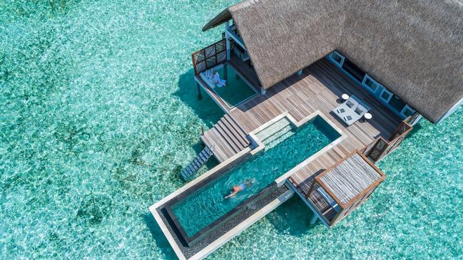 Water villa at Four Seasons Resort Maldives at Landaa Giraavaru.