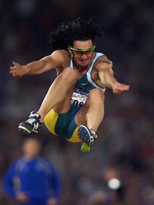 Athletics - Aust athlete Jai Taurima competing in mens long jump final event at Sydney Olympic Games 28 Sep 2000. a/ct