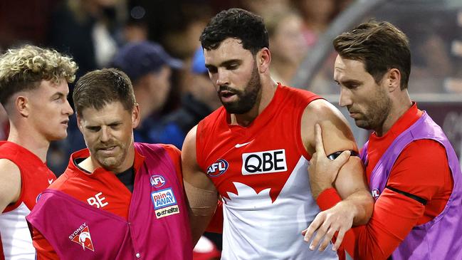 Former Saint and Swan Paddy McCartin’s career came to an end in 2023 after a series of concussions. Photo by Phil Hillyard