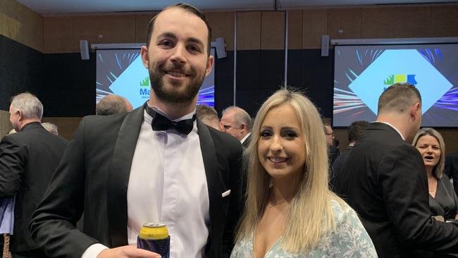 Sam Davis and Charlotte Evans at the MECC on July 20 for the 2022 Queensland Mining Awards.