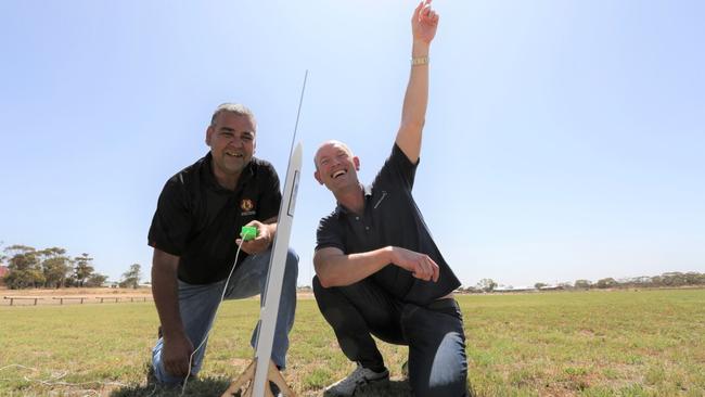 Corey McLennan, chief executive of Koonibba Community Aboriginal Corporation, with Lloyd Damp, chief executive of Southern Launch. Picture: Supplied