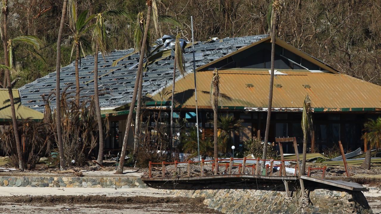 Severe damage to defunct South Molle Island resort caused during Cyclone Debbie. Picture: Liam Kidston.