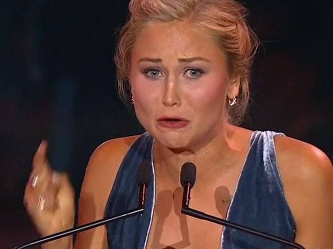 Australian of the Year 2021 Grace Tame fights back tears during her powerful speech.