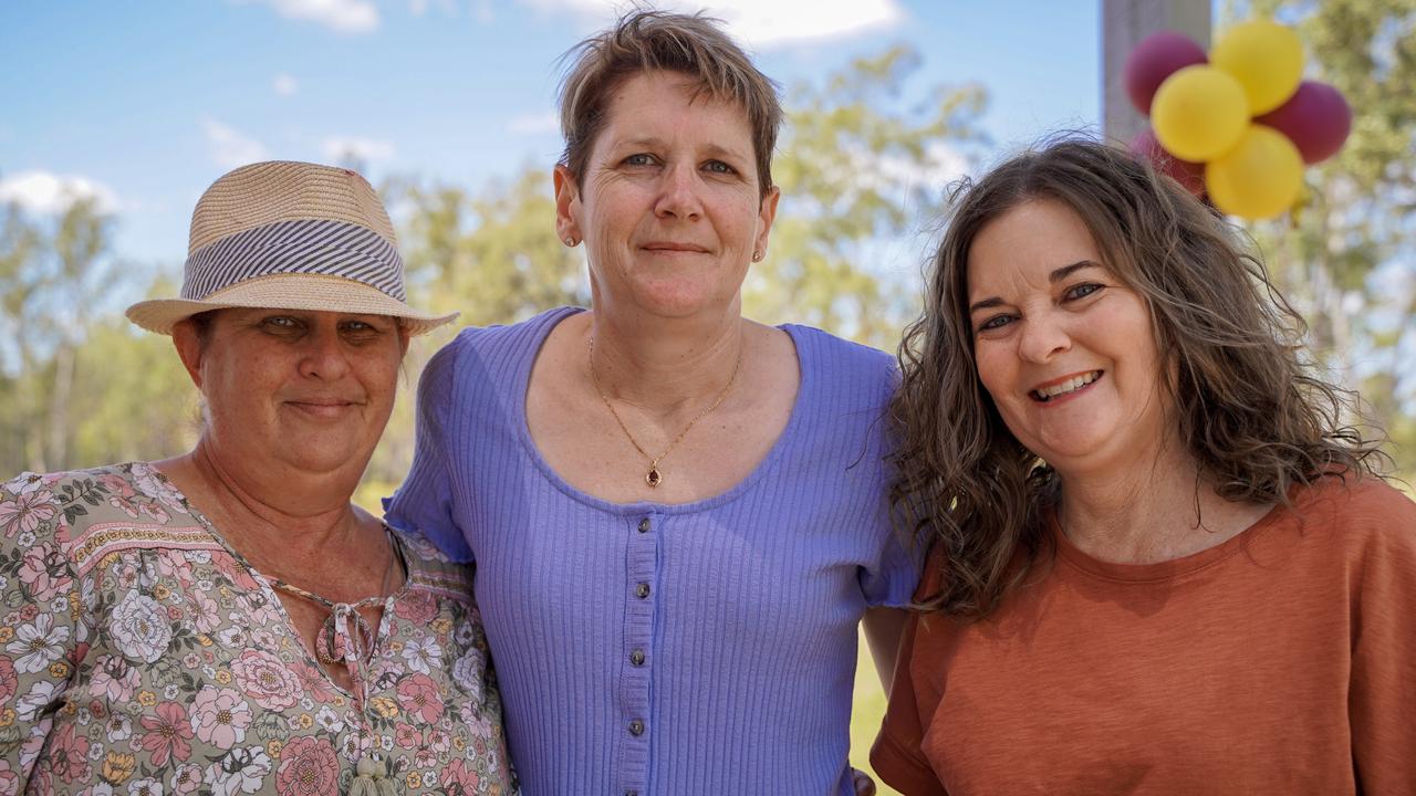 Tracy Lockie of Rockhampton, Christine Roberts, of Mackay, and Leonie Turner, of Walkerston, at the 40th birthday celebrations of Coppabella State School. Picture: Heidi Petith