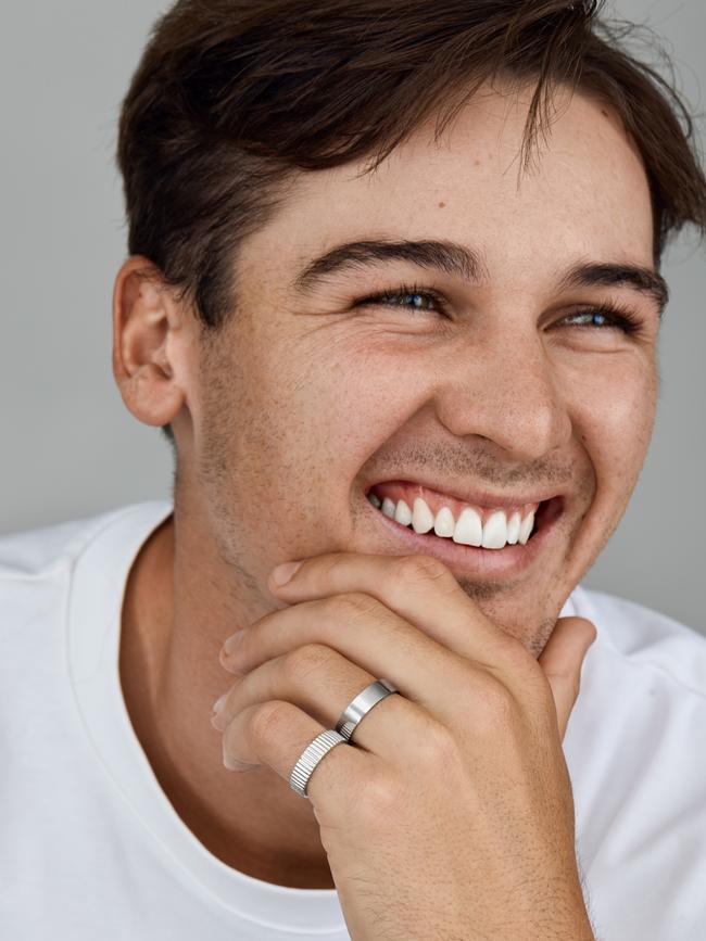 Port Adelaide captain Connor Rozee showing off the rings. Picture: Supplied