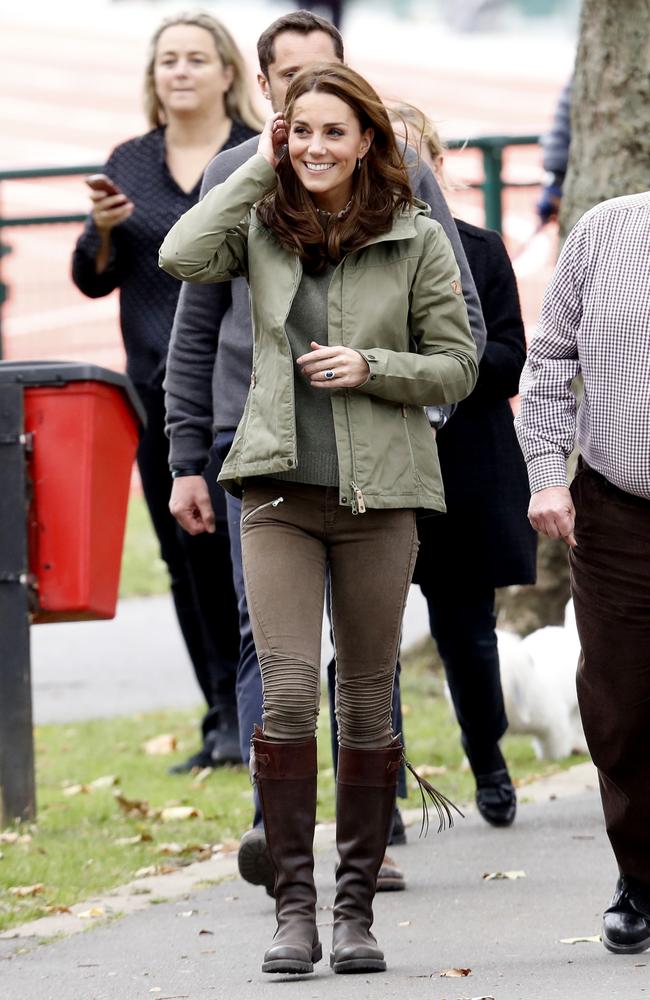 The much-loved tasselled boots have been numerous times over the years, including this visit to Sayers Croft Forest School and Wildlife Garden in 2018. Picture: Chris Jackson/Getty Images