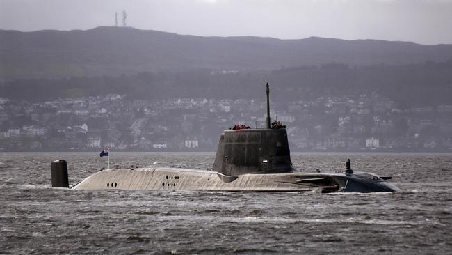 The British Royal Navy's nuclear submarine, HMS Astute, en-route to her new base Faslane.