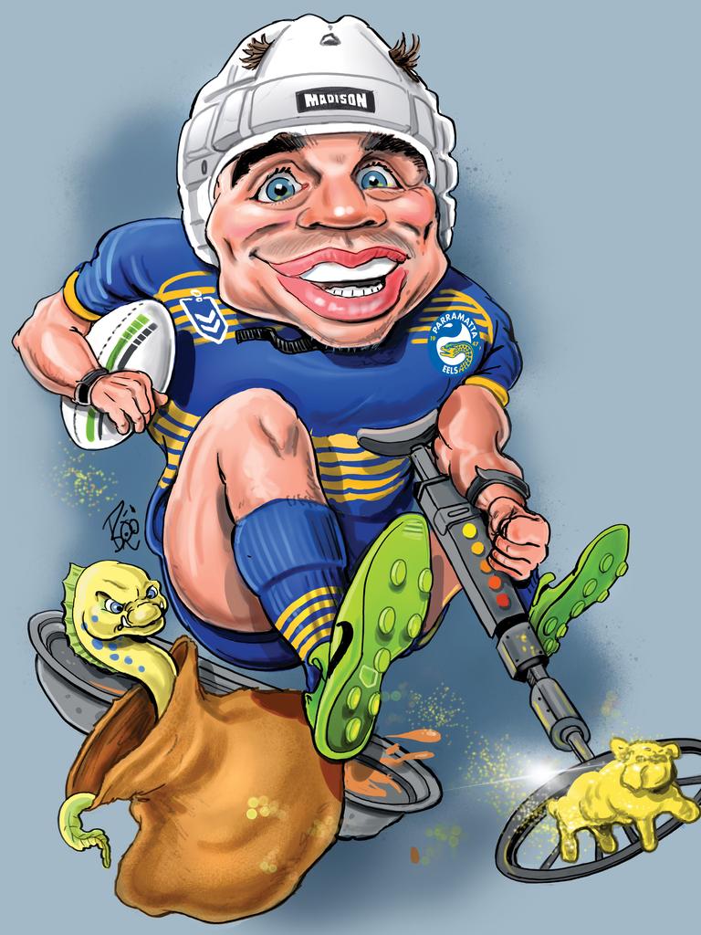 Reed Mahoney will be making his move from Parramatta to the Bulldogs. Artwork by boo bailey