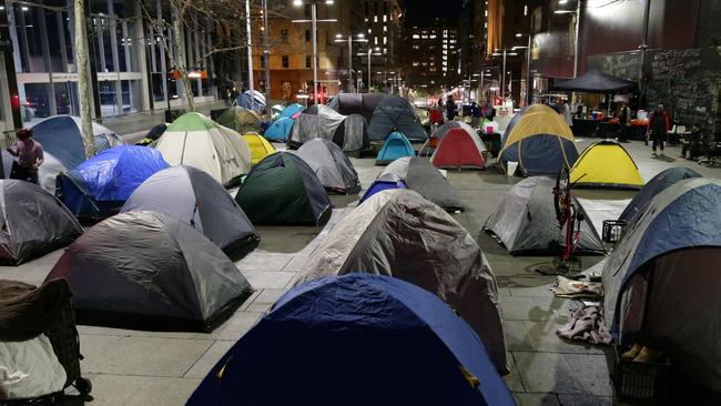 Martin Place, Sydney tent city for the homeless. Picture: Bill Hearne