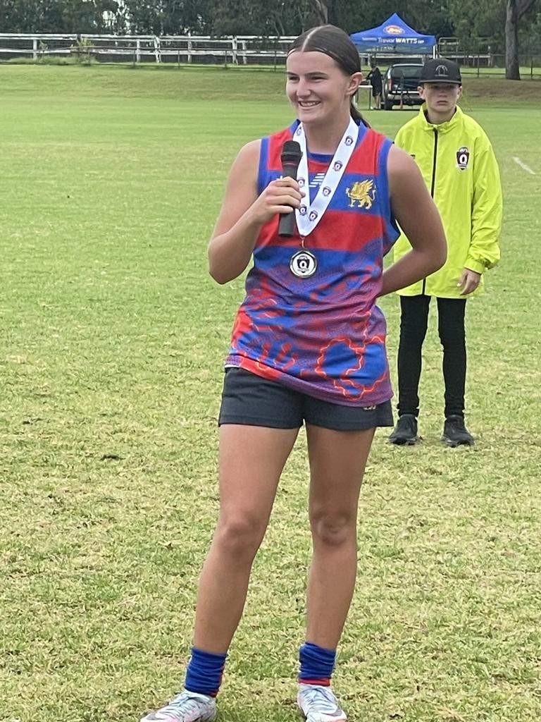 Downlands captain Nelly Bruce after winning the 2024 under-17 girls grand final.