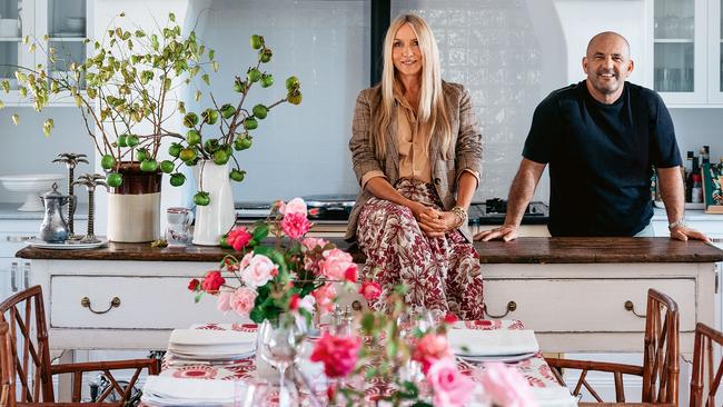 Collette Dinnigan with chef Guillaume Brahimi at her Southern Highlands property. Picture: Felix Forest