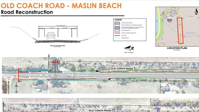 The reconstruction plans for Old Coach Road in Maslin Beach. Picture: City of Onkaparinga