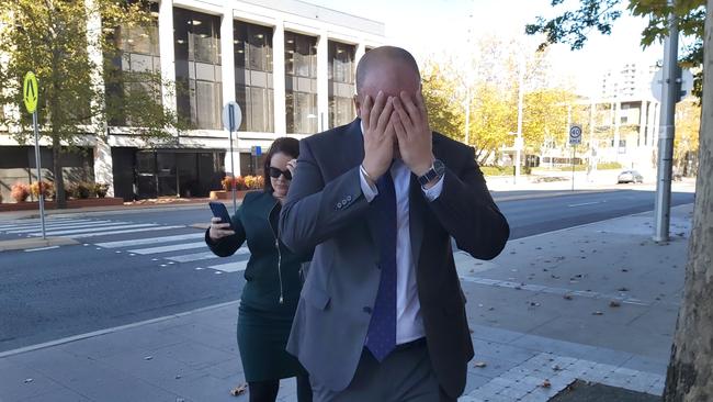 Australian diplomat Neal Kretschmann, 36, of Yarralumla in the ACT, leaves the ACT Magistrates Court. Picture: Craig Dunlop