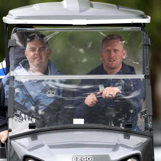 Andrew Webster (right) is at the wheel of the Warriors until 2028. Picture: Phil Walter/Getty Images