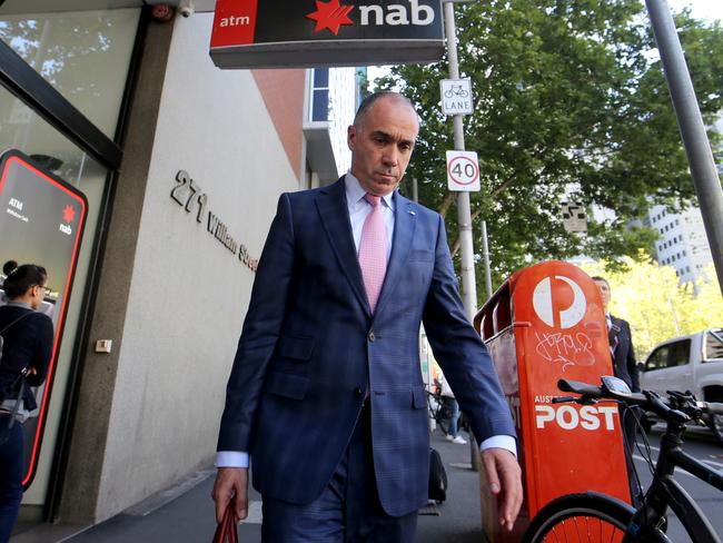 NAB chief Andrew Thorburn leaves the royal commission in Melbourne Monday. Picture: David Geraghty