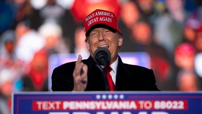 Republican presidential candidate and former president Donald Trump at a rally in Schnecksville, Pennsylvania on April 13. Picture: Andrew Harnik/Getty Images/AFP