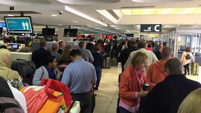 Passenger delays at Sydney Airport due to passport software problem. Picture: Jonathan Harley
