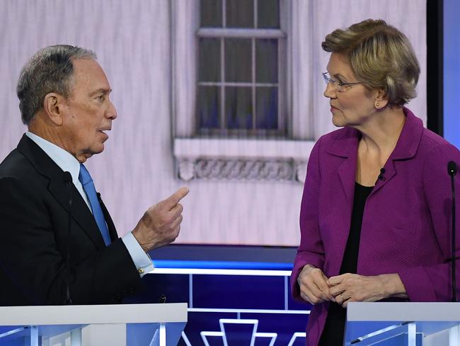 Democratic presidential hopefuls Former New York Mayor Mike Bloomberg and Massachusetts Senator Elizabeth Warren. Picture: AFP