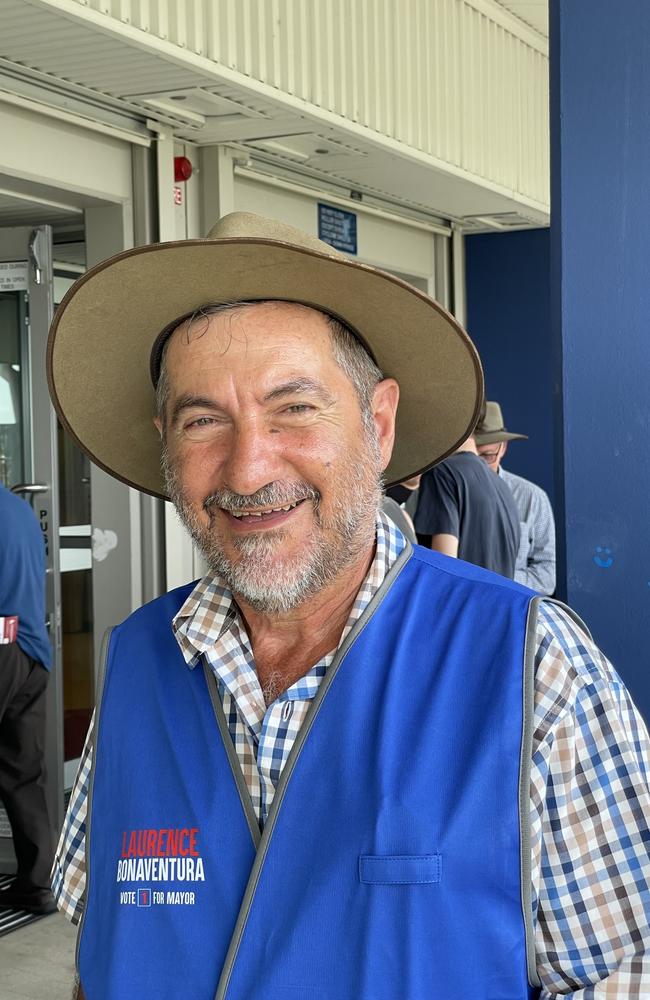 Laurence Bonaventura smiles confidently as he arrives to the Northern Beaches State School to join his competition in greeting voters on March 16, 2024. Photo: Fergus Gregg