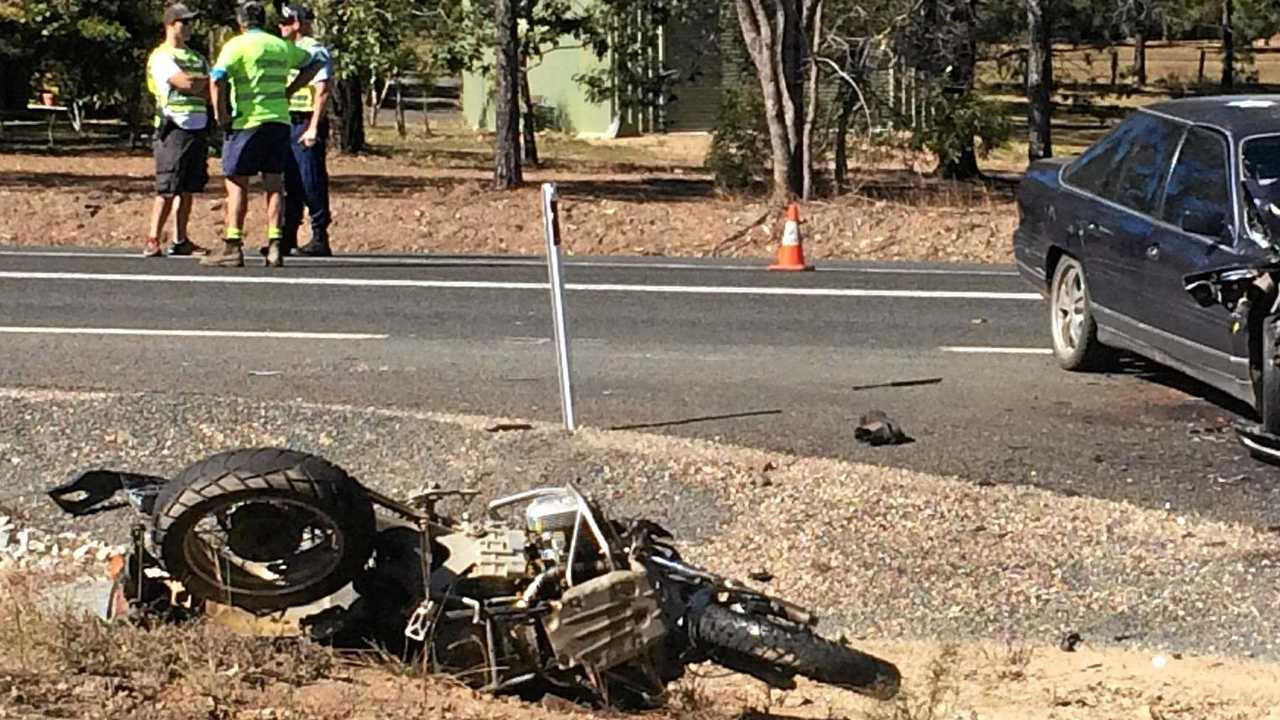 CRASH SCENE: Robert Walton, 53, died when his motorcycle collided with a Holden Commodore on the Gwydir Highway at Waterview Heights in August, 2017. Picture: Clair Morton