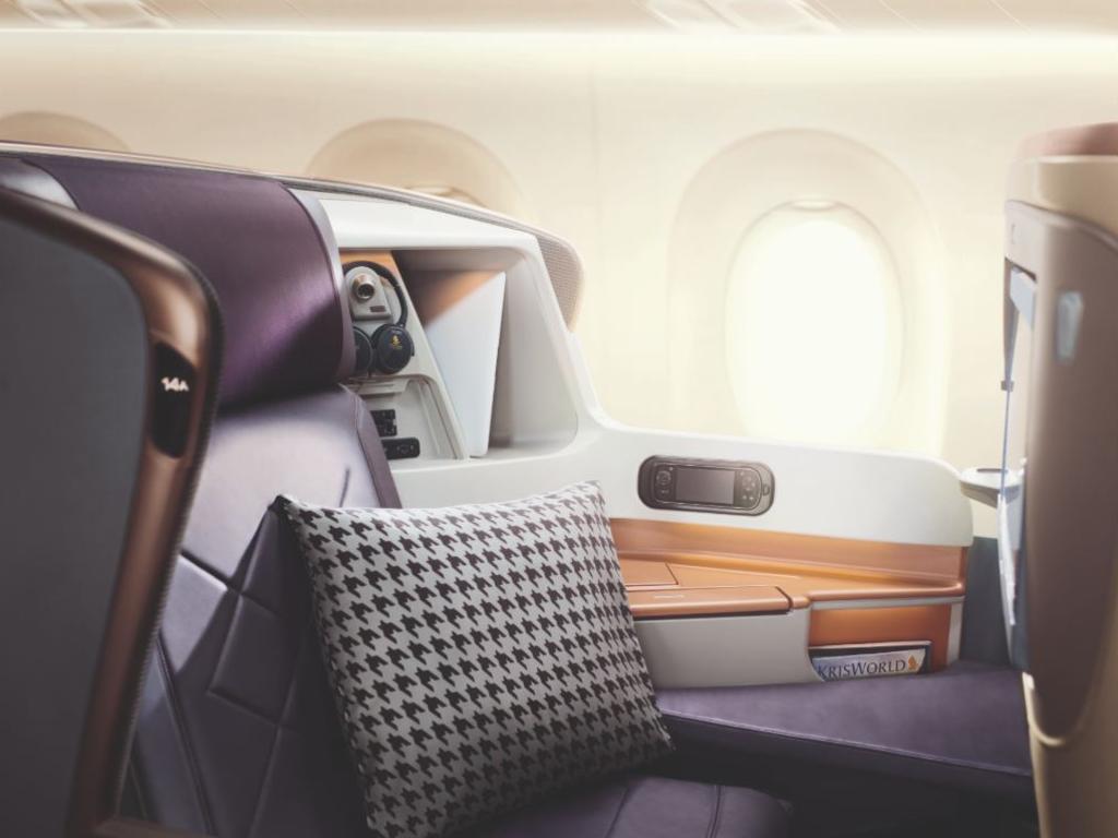 Business class seat on Singapore Airlines' A350 aircraft. Picture: Singapore Airlines