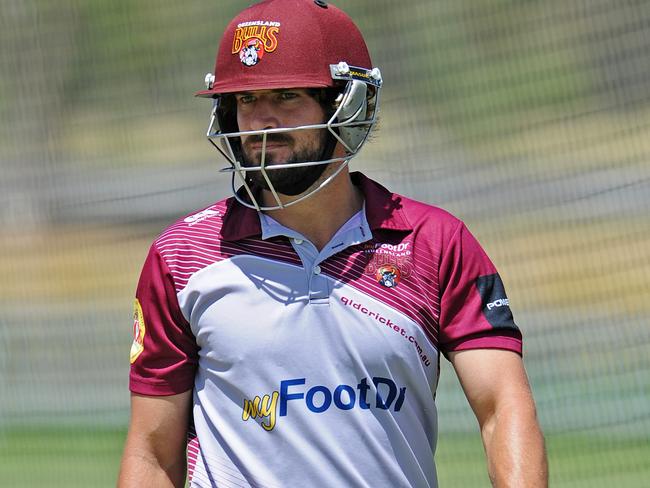 Queensland cricketer Joe Burns at a training session at Albrecht Oval before a Sheffield Shield match against Victoria. Picture: Phil Williams.