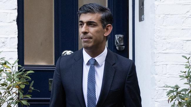 Rishi Sunak leaves his London home on Monday. Picture: Getty Images