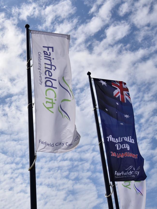 Australia Day flags in Fairfield, in Sydney.